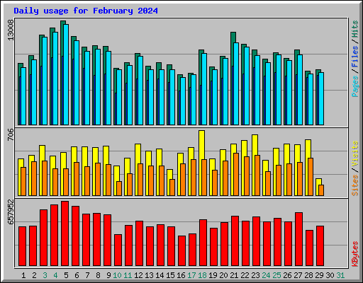 Daily usage for February 2024