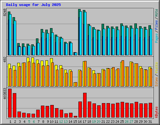 Daily usage for July 2025