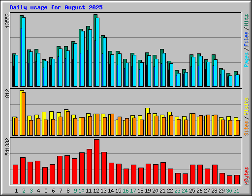 Daily usage for August 2025