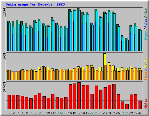 Daily usage for December 2025
